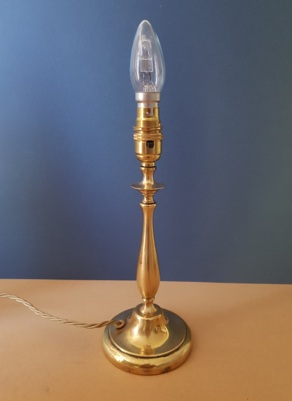 c1910 Cast Brass Table Lamp, Rewired and PAT tested  View II