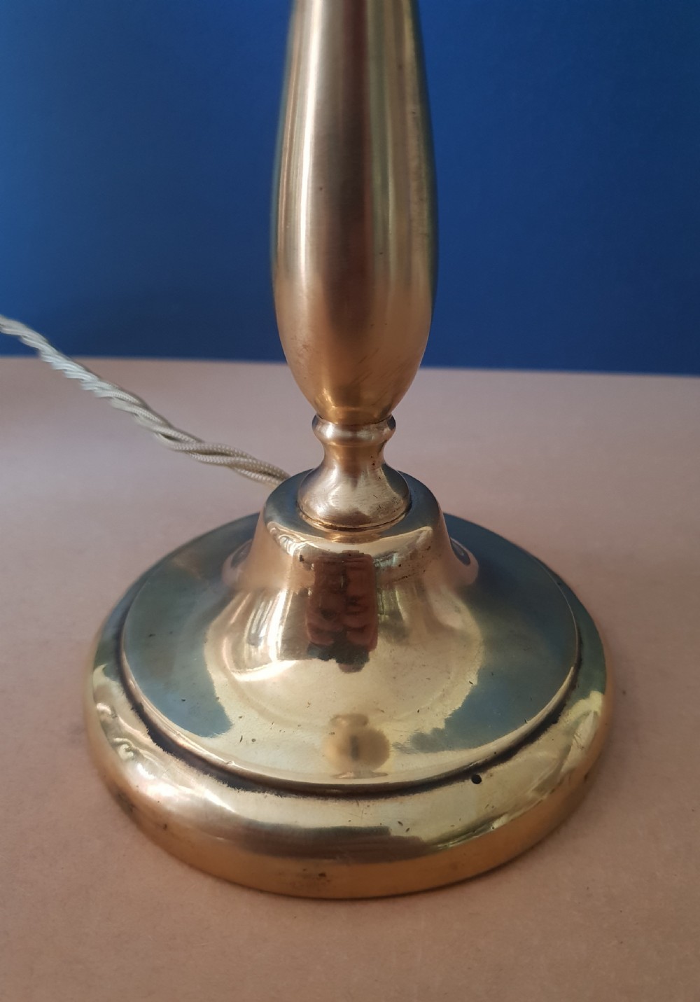 c1910 Cast Brass Table Lamp, Rewired and PAT tested  View IV