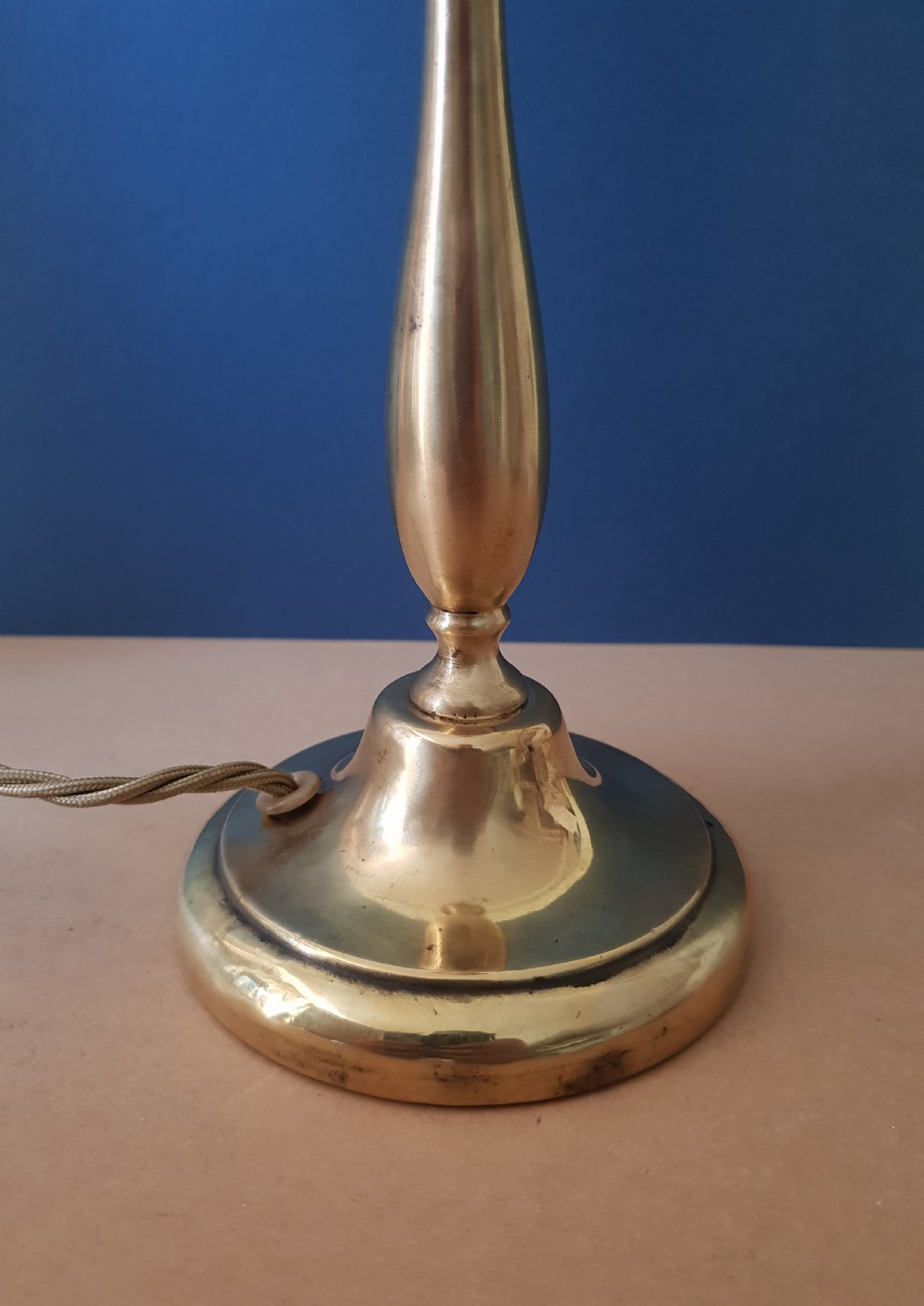 c1910 Cast Brass Table Lamp, Rewired and PAT tested  View V