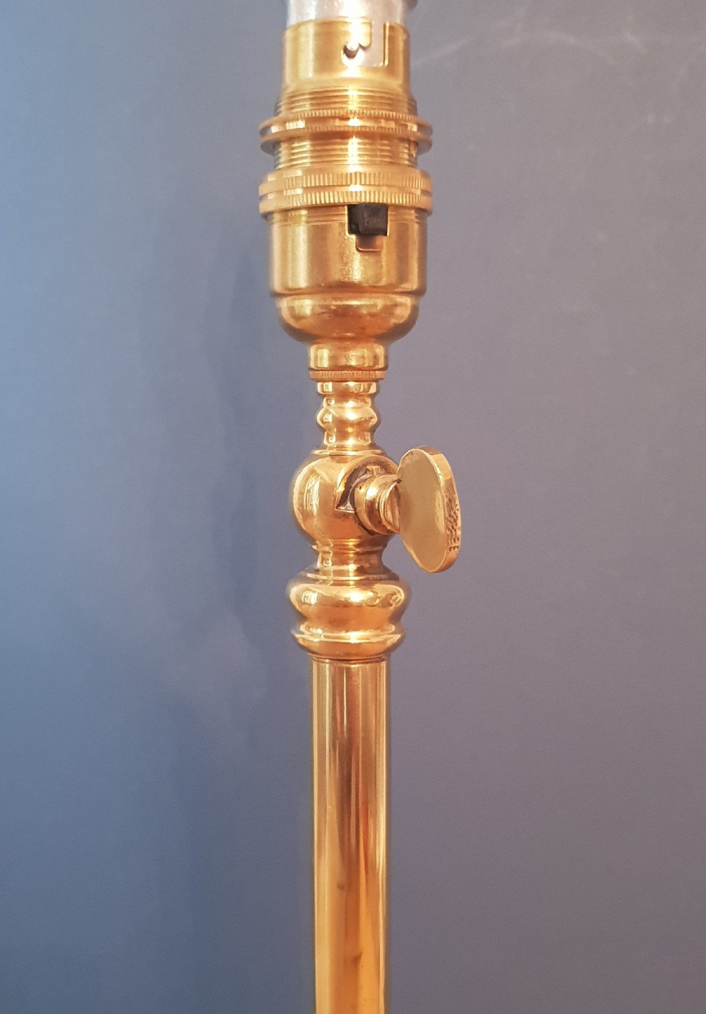 Brass Table Lamp with Decorated Base, Rewired and PAT tested  View V