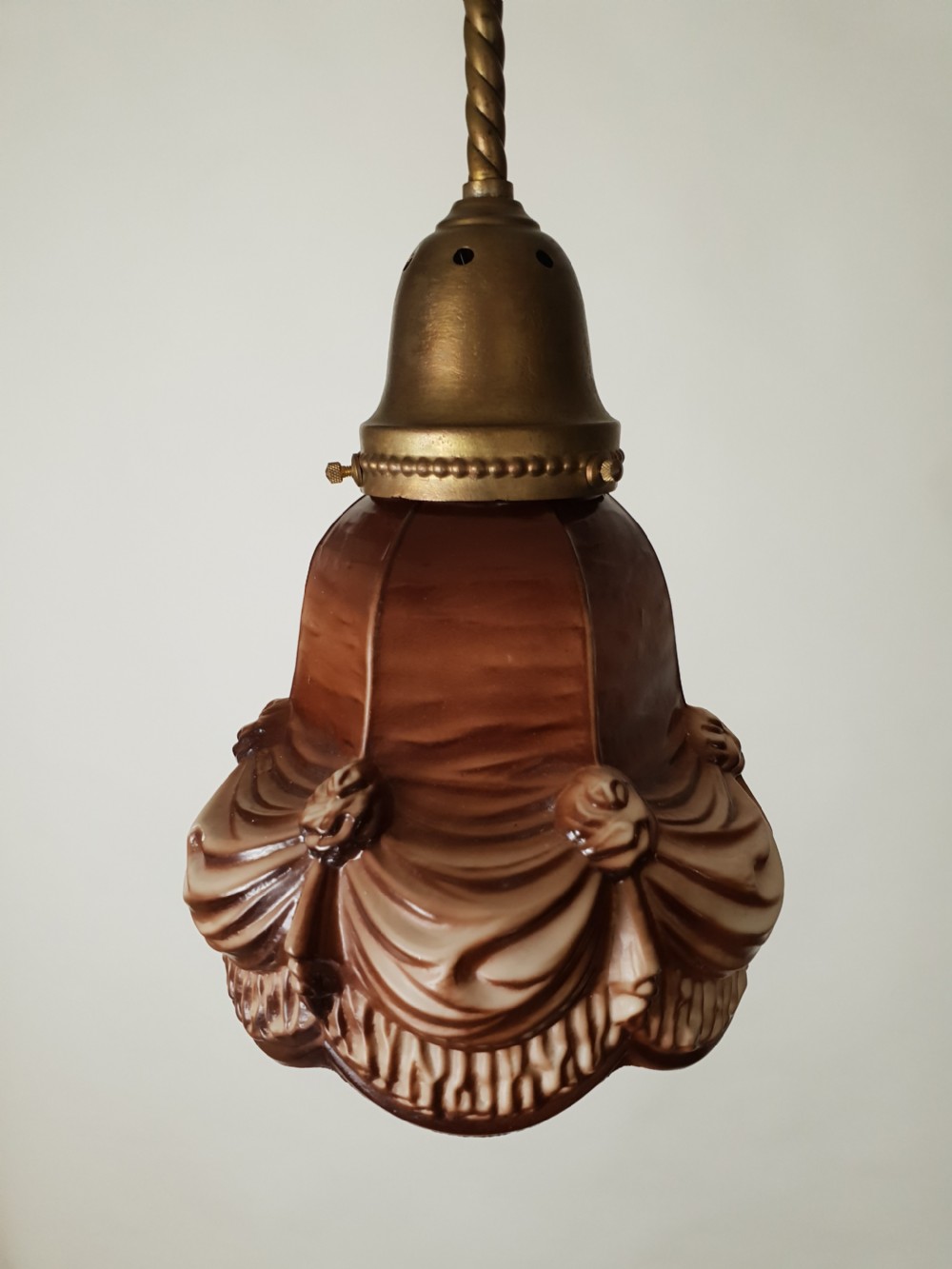 c1910 Dutch Guilded Ceiling Light with Original Ceramic Shade  View II