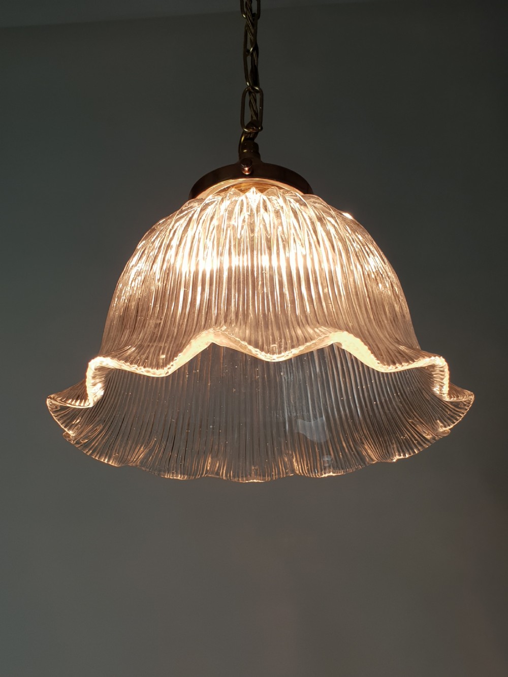 Large Holophane Ceiling Light, Rewired View II