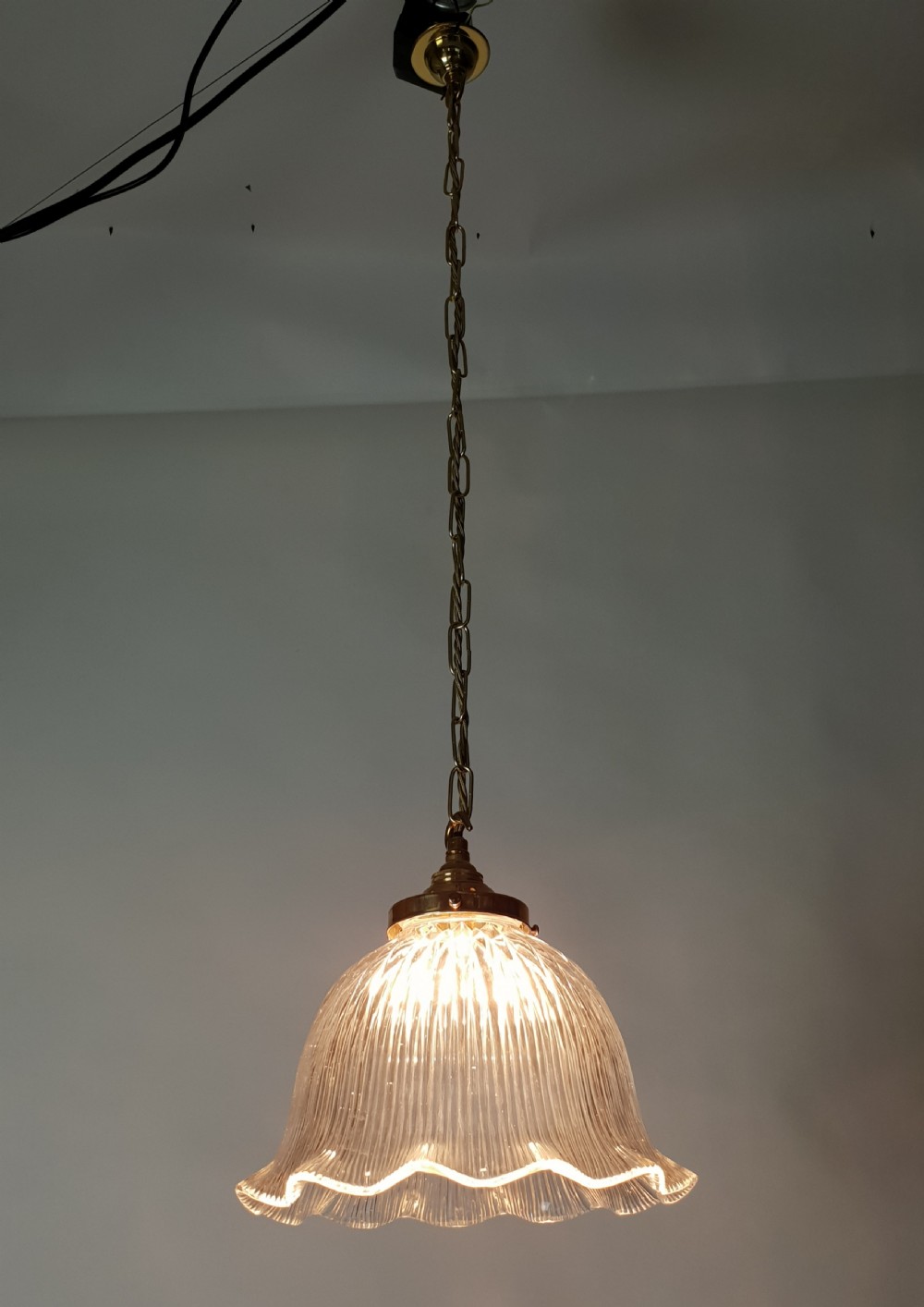Large Holophane Ceiling Light, Rewired View V