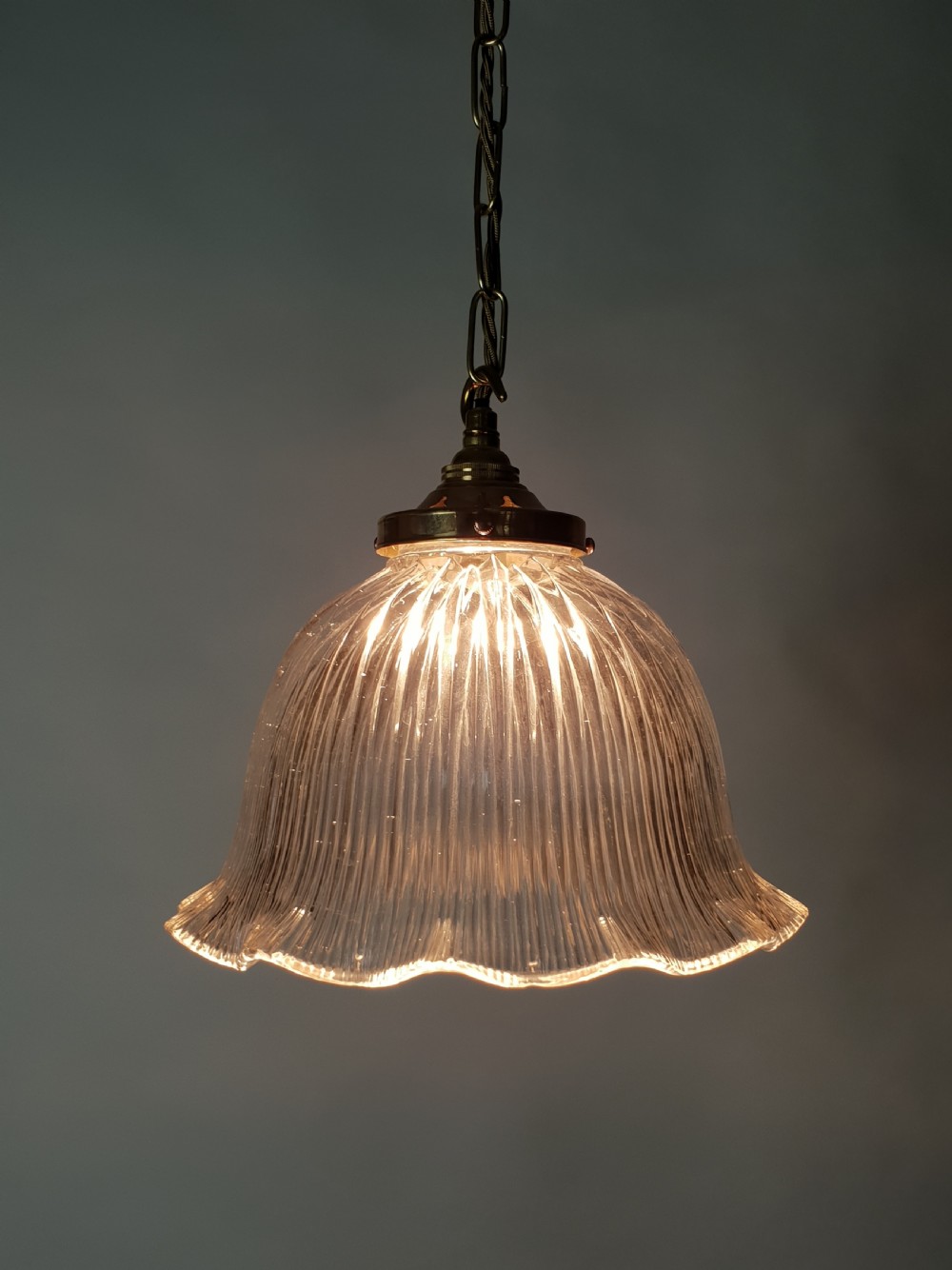 Large Holophane Ceiling Light, Rewired View VI