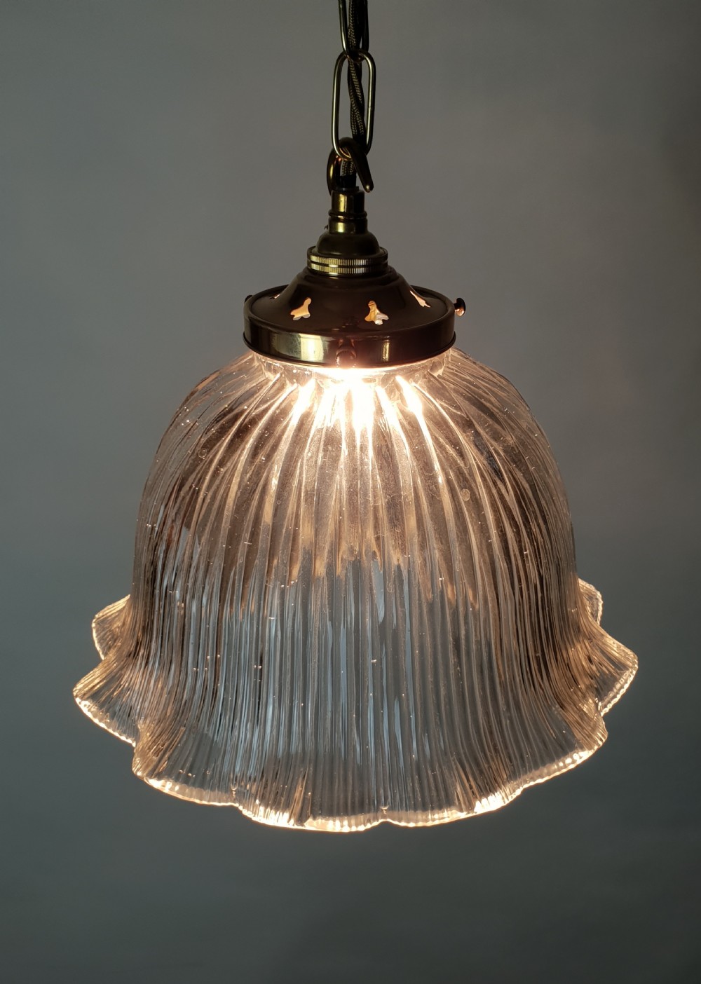 Large Holophane Ceiling Light, Rewired View VII