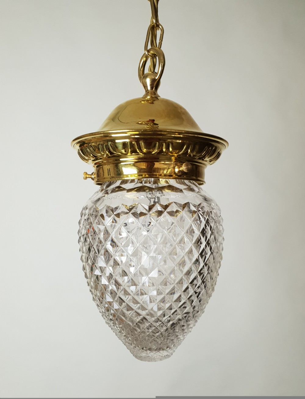 Edwardian Cut Crystal Pineapple Ceiling Light, Rewired 