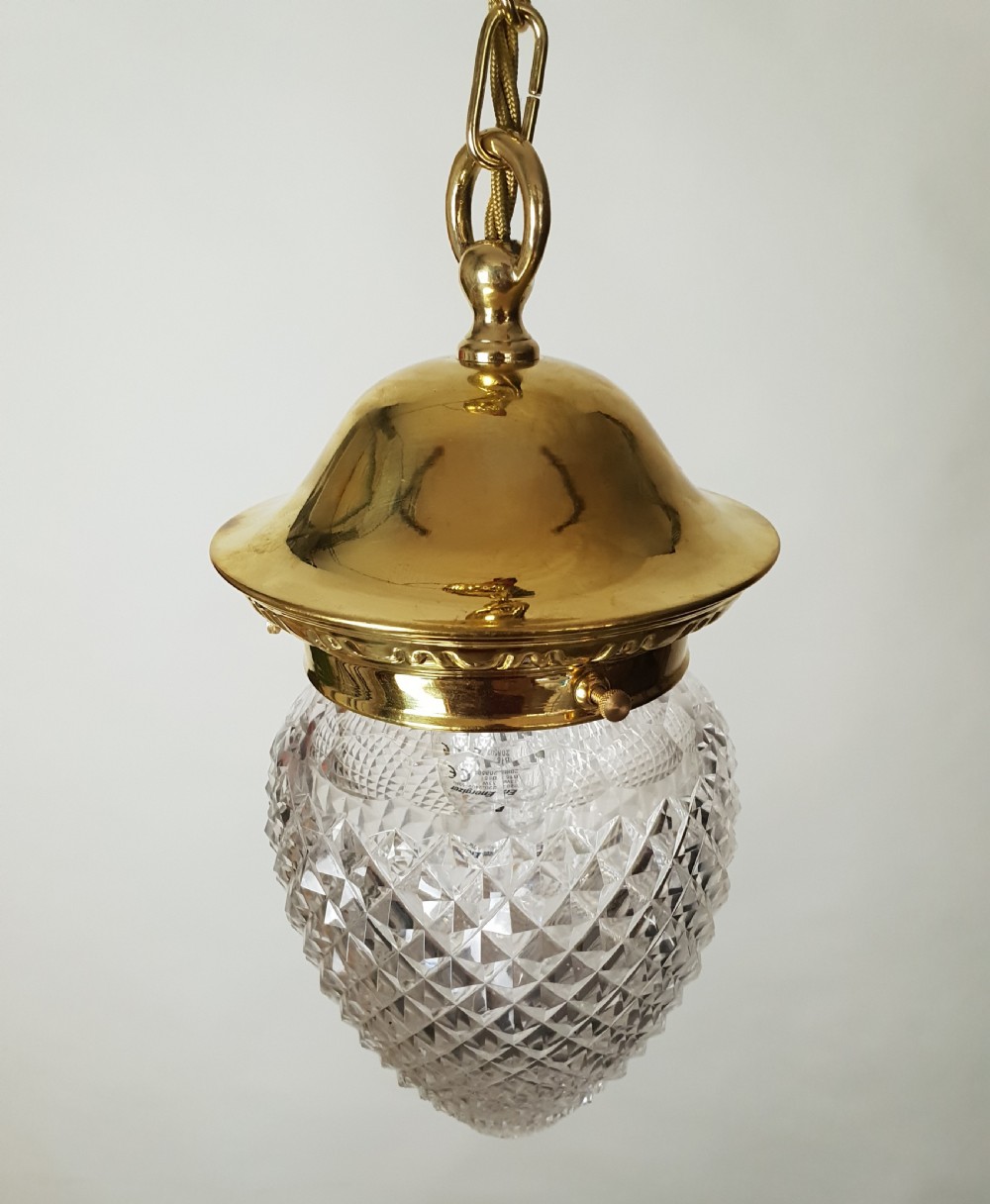 Edwardian Cut Crystal Pineapple Ceiling Light, Rewired  View IV