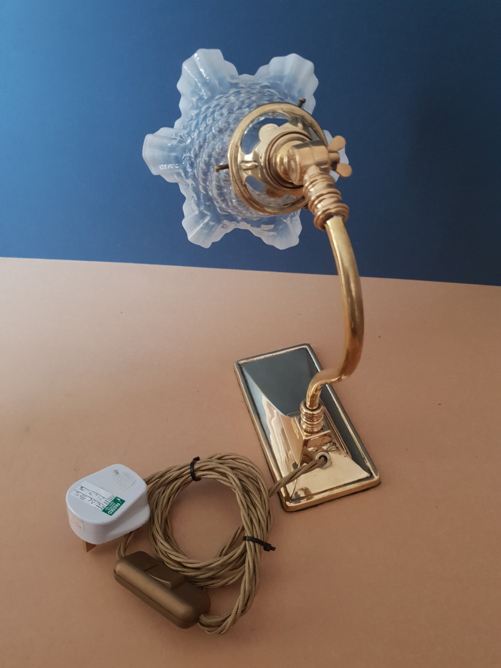 Small Edwardian Ladies Table Lamp with Original Vaseline Shade, Rewired and PAT tested  View II