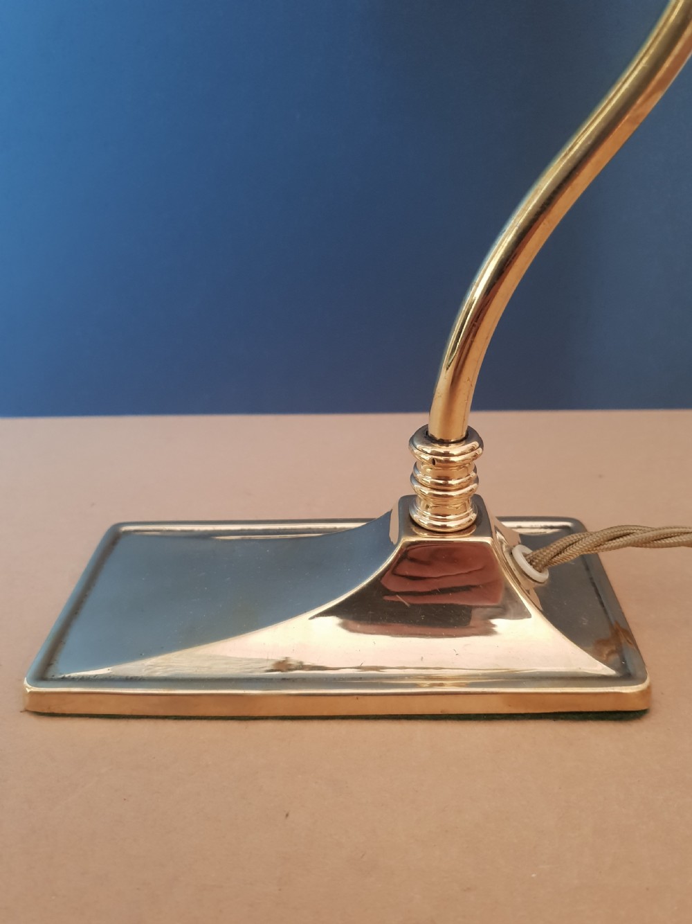 Small Edwardian Ladies Table Lamp with Original Vaseline Shade, Rewired and PAT tested  View IV