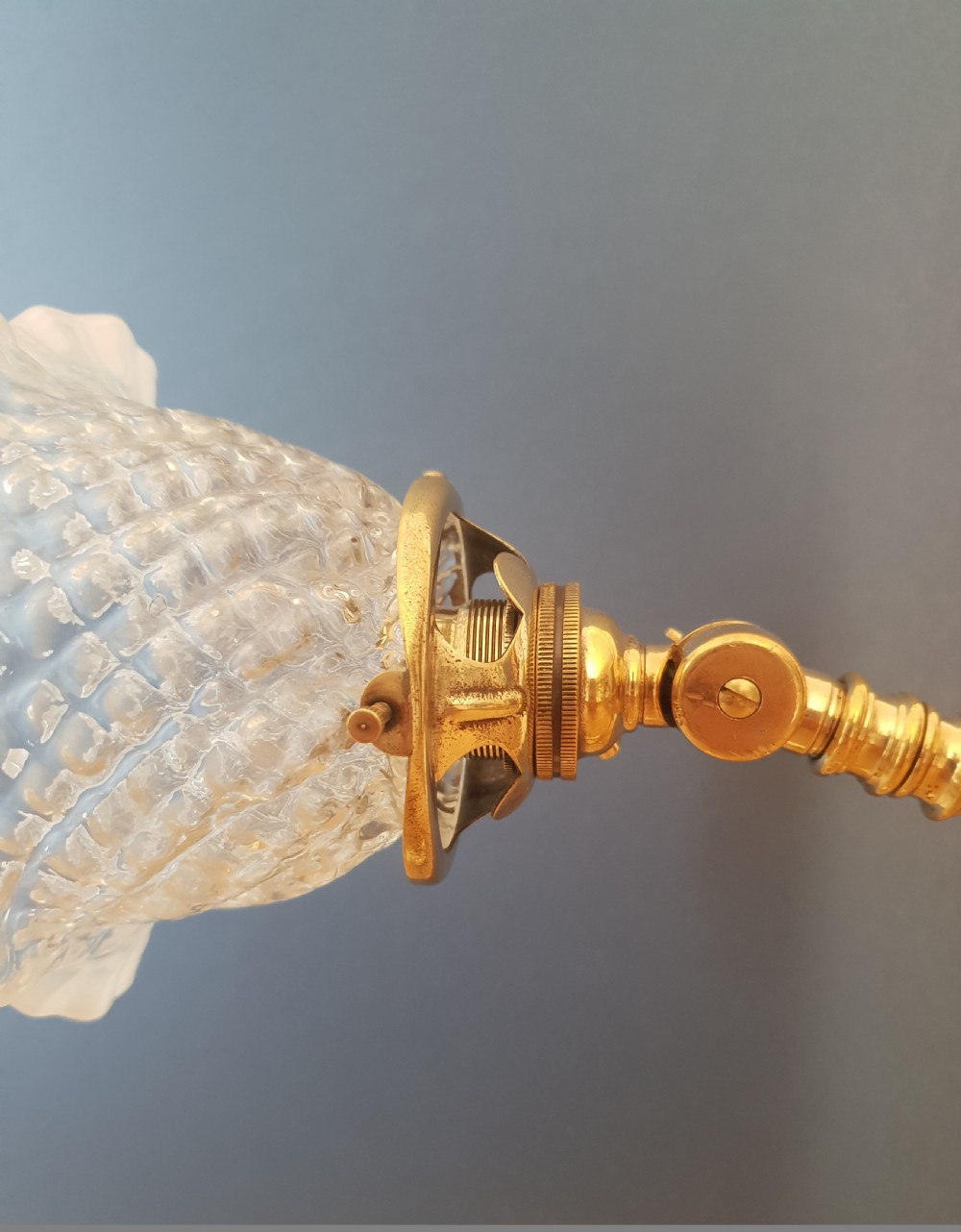 Small Edwardian Ladies Table Lamp with Original Vaseline Shade, Rewired and PAT tested  View VI