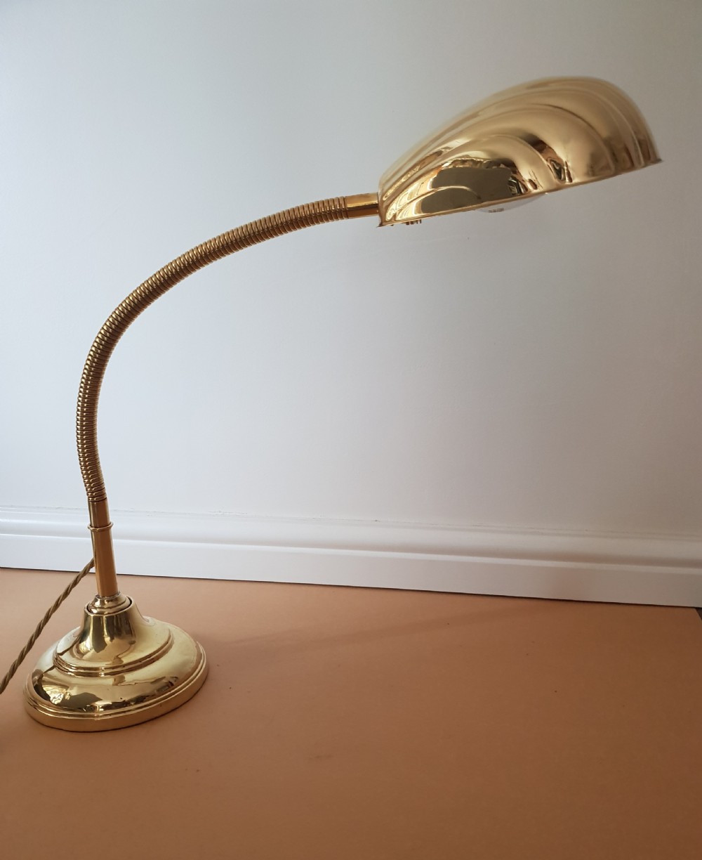 Polished Brass Adjustable Bendy Table Lamp,  Desk Lamp, Rewired and PAT tested 