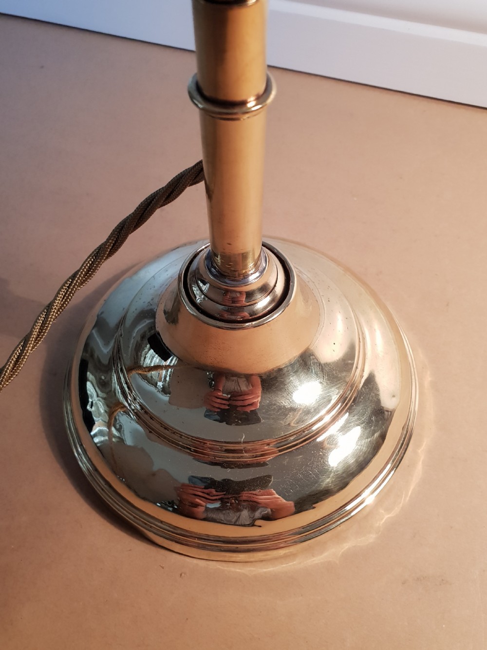 Polished Brass Adjustable Bendy Table Lamp,  Desk Lamp, Rewired and PAT tested  View II