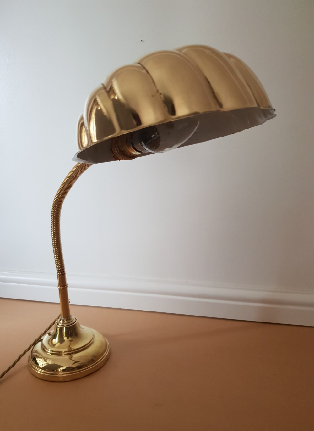 Polished Brass Adjustable Bendy Table Lamp,  Desk Lamp, Rewired and PAT tested  View III