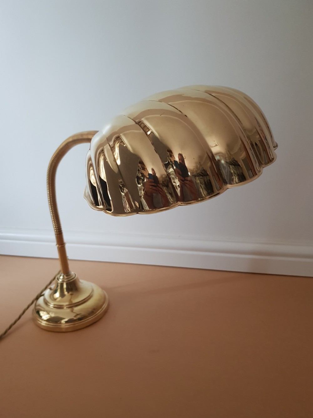 Polished Brass Adjustable Bendy Table Lamp,  Desk Lamp, Rewired and PAT tested  View IV