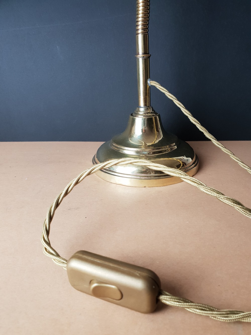 Polished Brass Adjustable Bendy Table Lamp,  Desk Lamp, Rewired and PAT tested  View VII