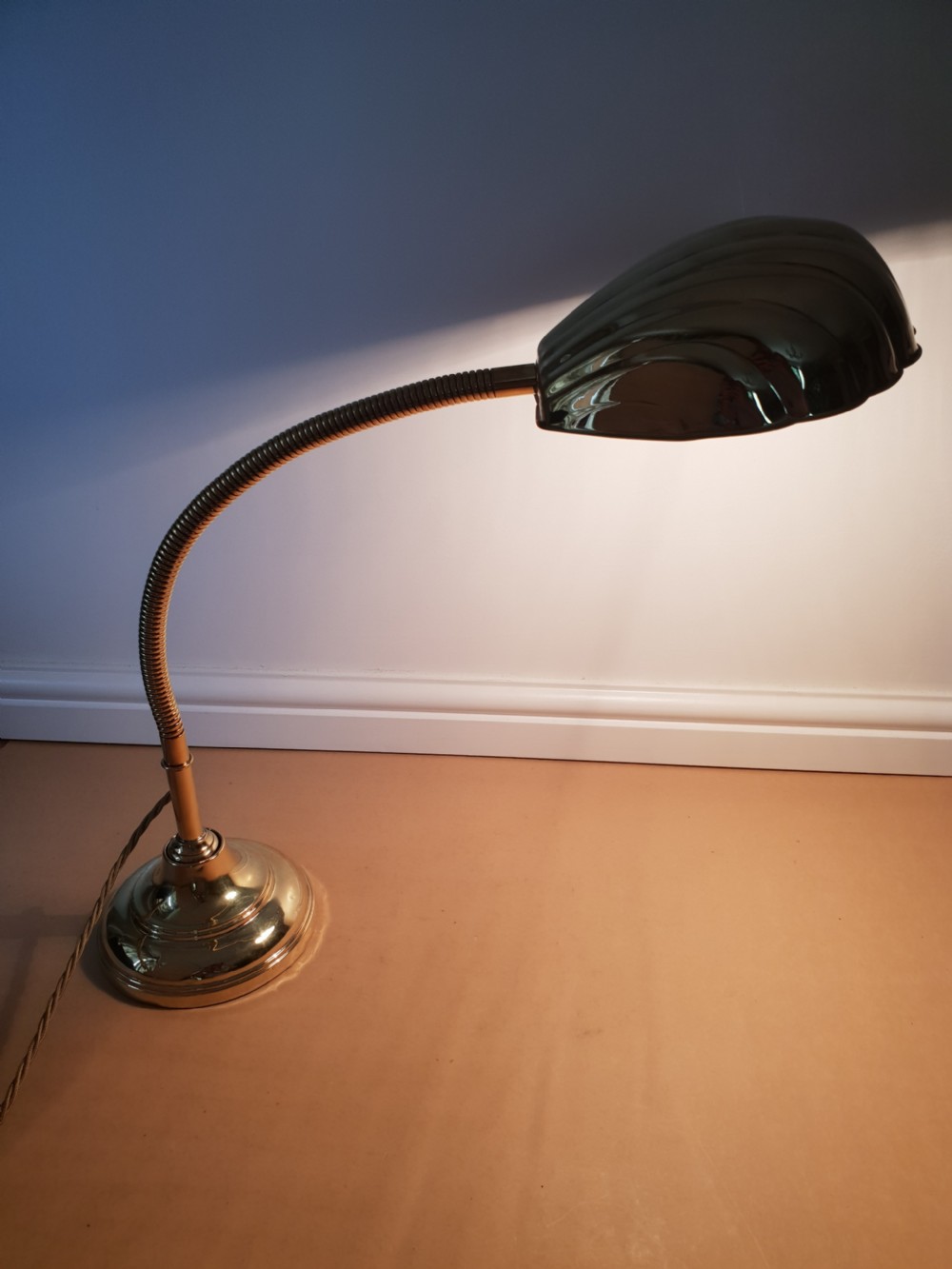 Polished Brass Adjustable Bendy Table Lamp,  Desk Lamp, Rewired and PAT tested  View VIII