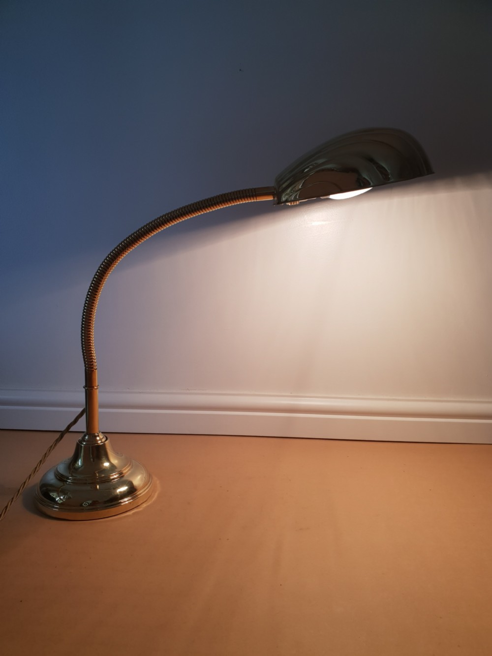 Polished Brass Adjustable Bendy Table Lamp,  Desk Lamp, Rewired and PAT tested  View IX