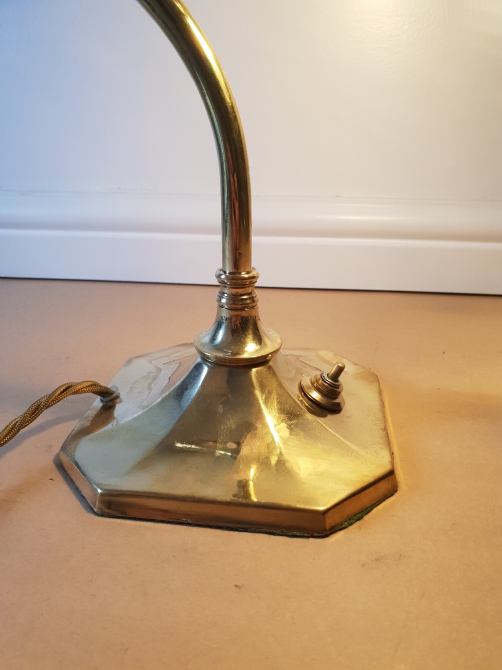 Edwardian Ladies Adjustable Table Lamp with Original Vaseline Shade, Rewired and PAT tested  View III
