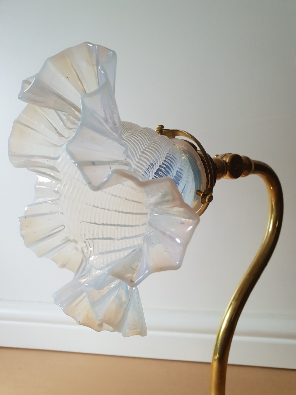 Edwardian Ladies Adjustable Table Lamp with Original Vaseline Shade, Rewired and PAT tested  View VIII