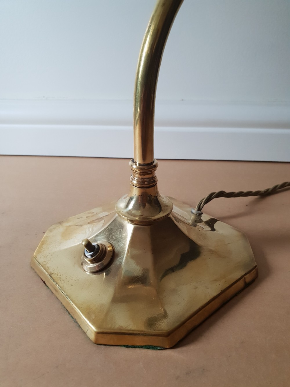 Edwardian Ladies Adjustable Table Lamp with Original Vaseline Shade, Rewired and PAT tested  View IX