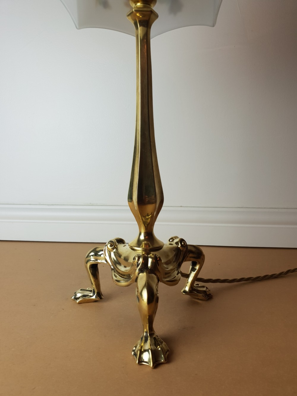 Faraday and Sons Brass Pullman Table Lamp with Floral Ceramic Shade, Rewired and PAT tested  View VII
