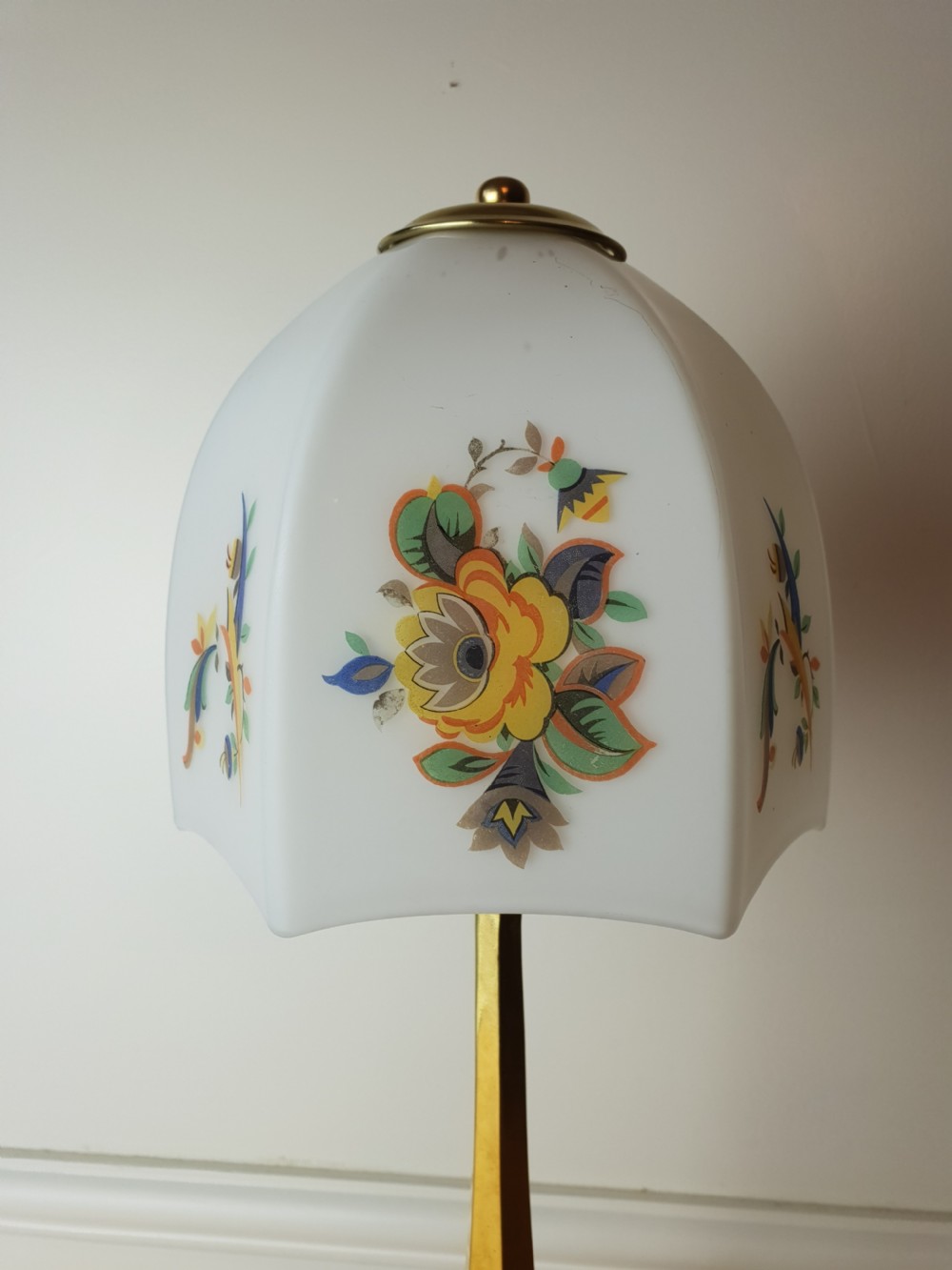 Faraday and Sons Brass Pullman Table Lamp with Floral Ceramic Shade, Rewired and PAT tested  View IX