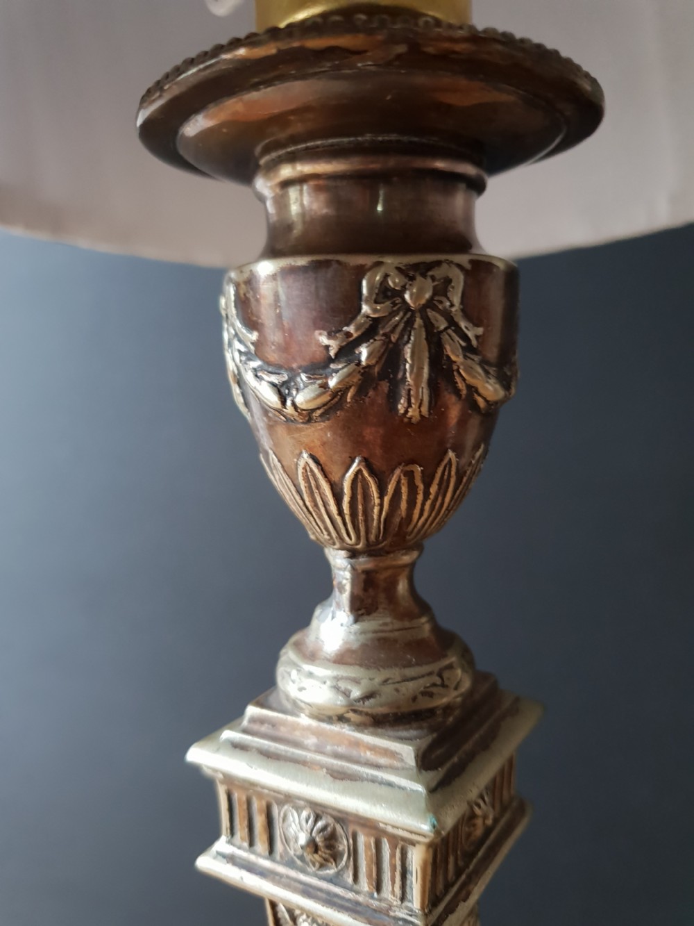 Verdigris Distressed Ornate Table Lamp, Rewired and PAT tested  View V