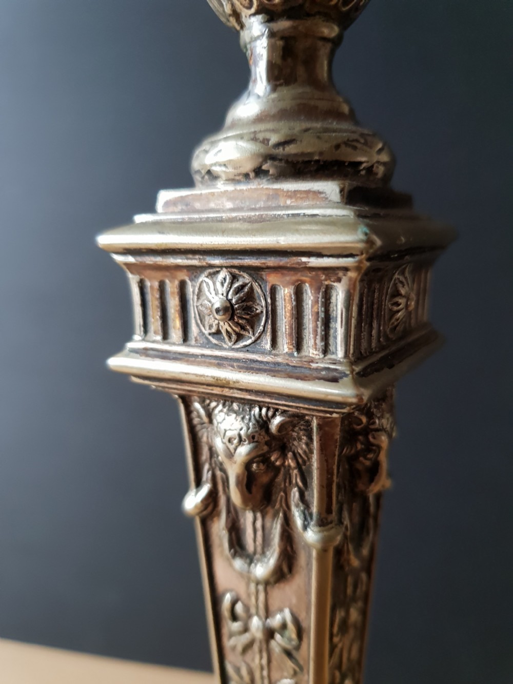 Verdigris Distressed Ornate Table Lamp, Rewired and PAT tested  View VII