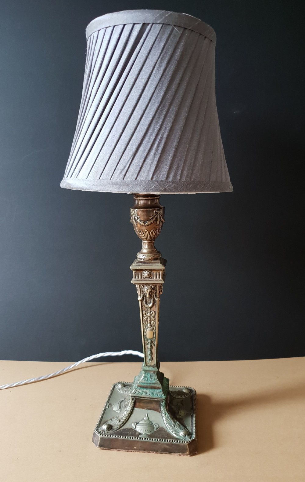 Verdigris Distressed Ornate Table Lamp, Rewired and PAT tested  View IX