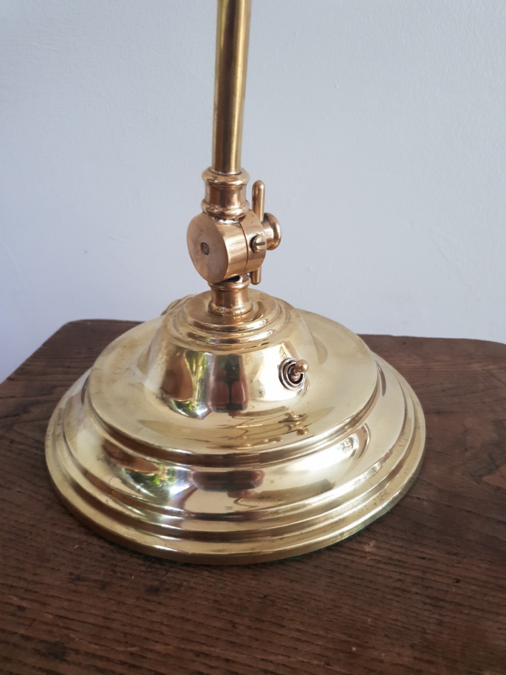 Edwardian Brass Bankers Lamp, Rewired and PAT tested  View VIII