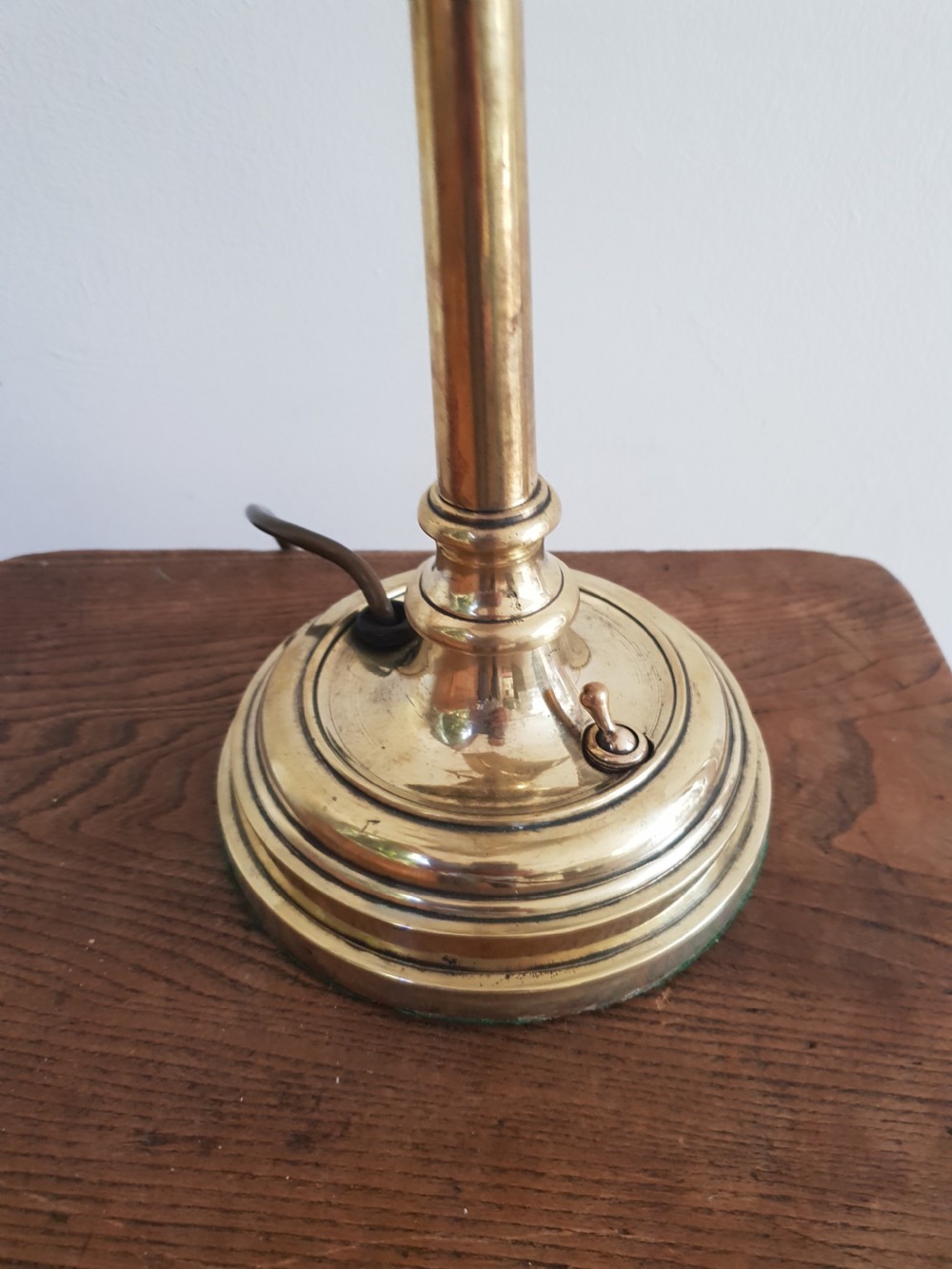 Edwardian Brass Library Bankers Lamp, Rewired and PAT tested  View IV