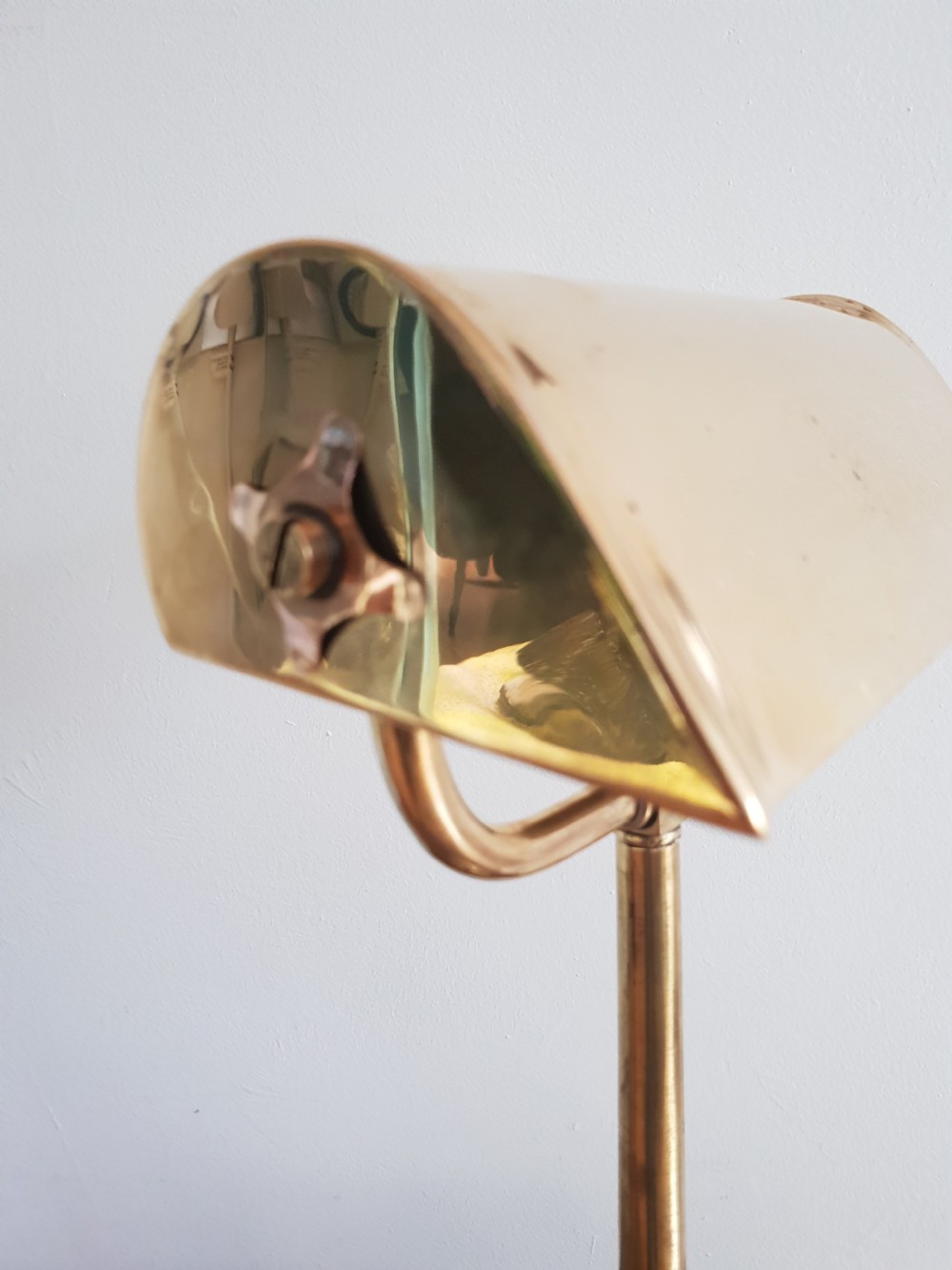 Edwardian Brass Library Bankers Lamp, Rewired and PAT tested  View V