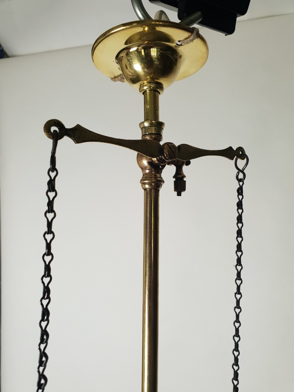 Cranberry Etched Glass Gas Pole Ceiling Light View V