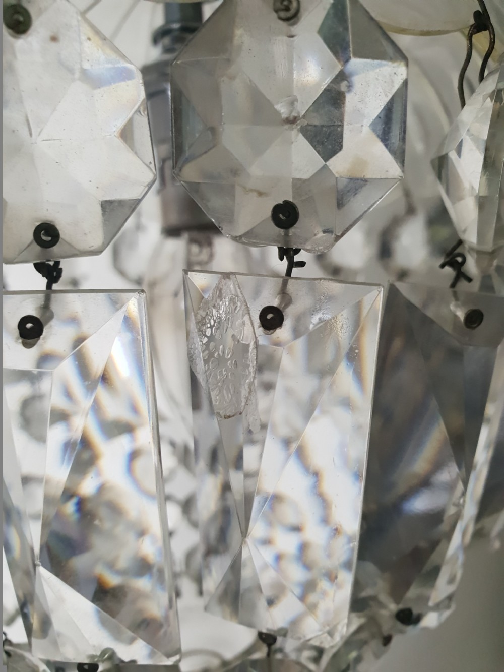 Victorian Crystal Bag Ceiling Light with Chrome Fittings, Rewired  View VI