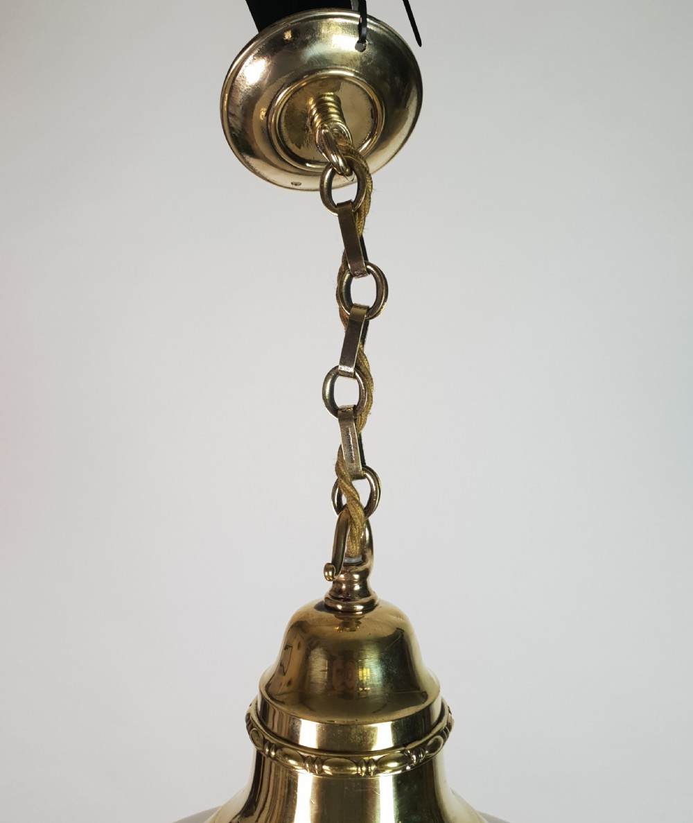 Edwardian Opaline Ceiling Light with Original Brass Gallery, Rewired  View III