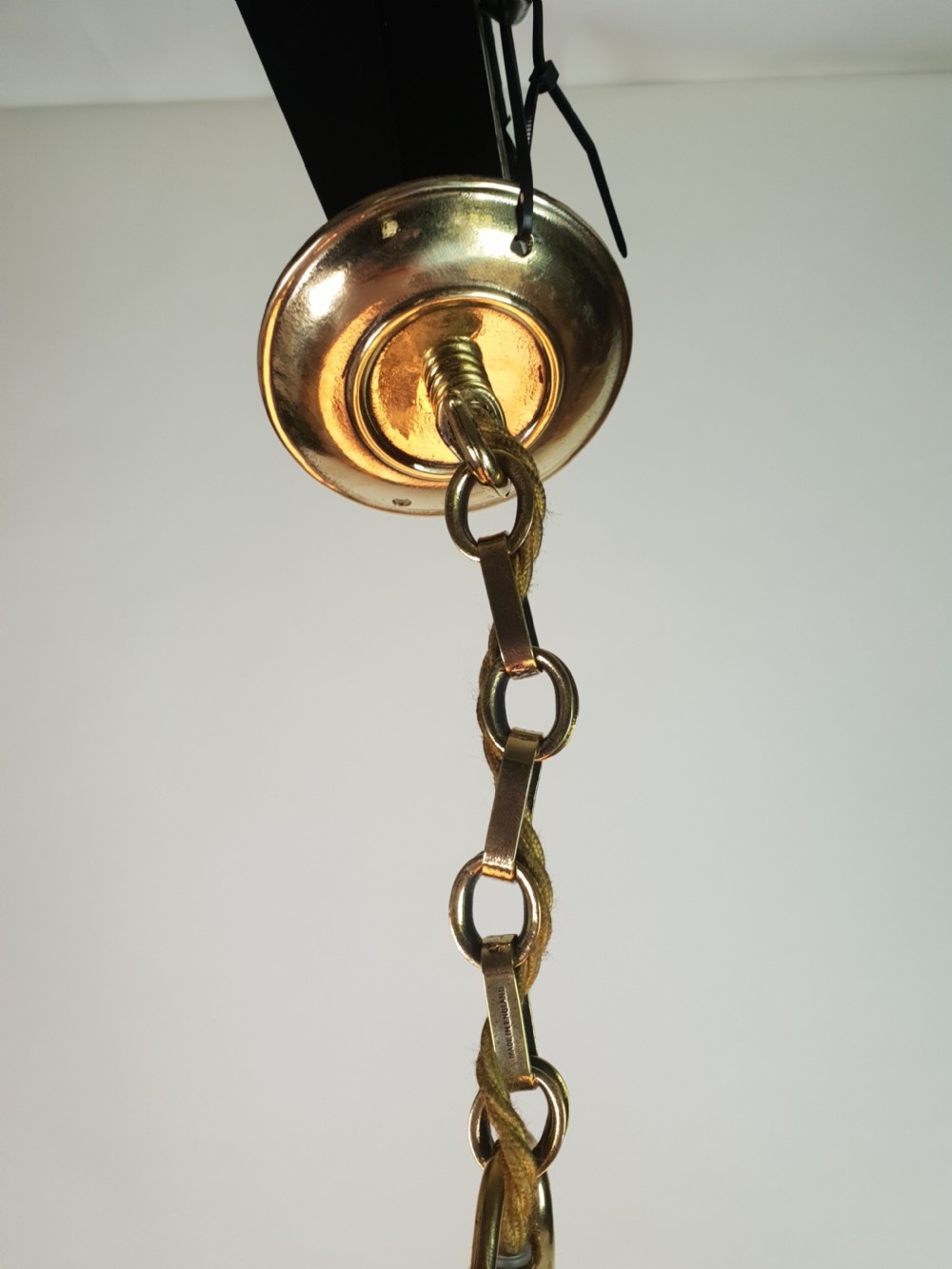 Edwardian Opaline Ceiling Light with Original Brass Gallery, Rewired  View IV