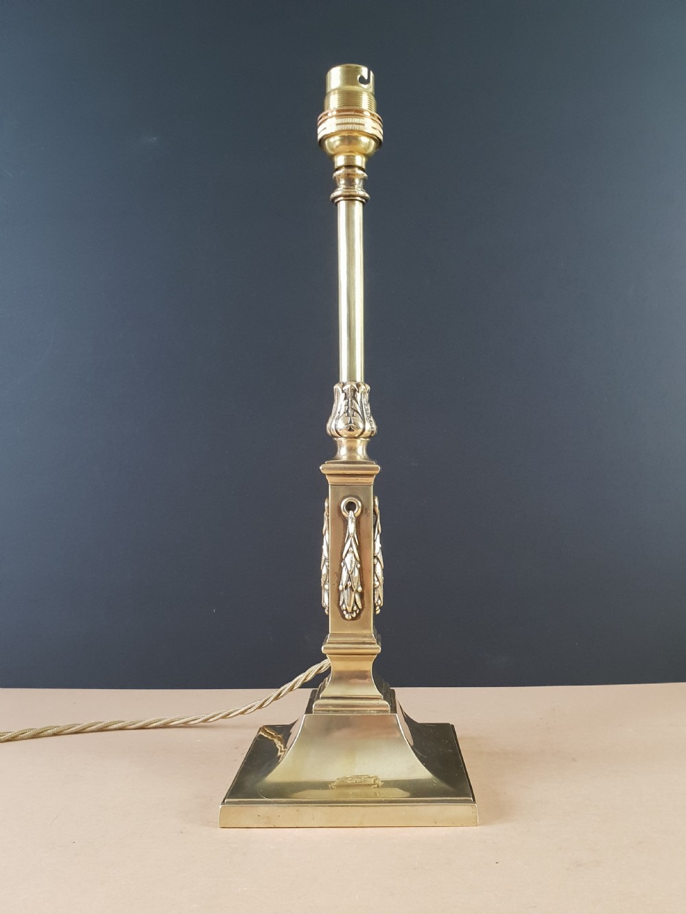 Elegant Edwardian Brass Table Lamp Base, Rewired and PAT tested  View V