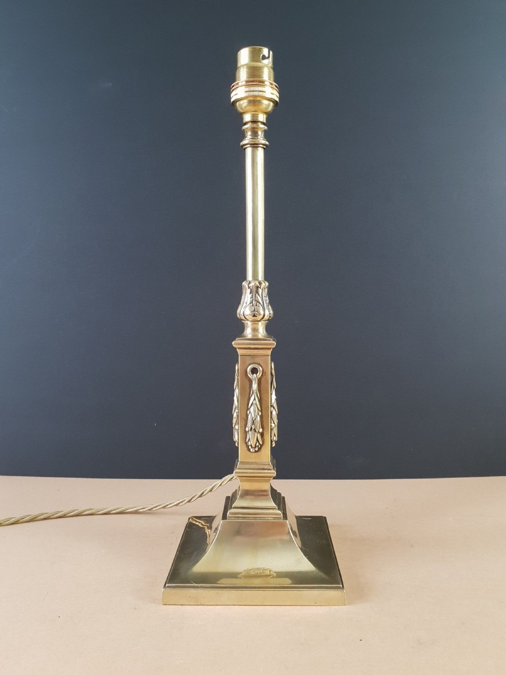 Elegant Edwardian Brass Table Lamp Base, Rewired and PAT tested  View VII