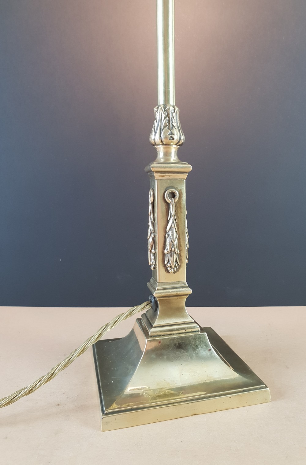 Elegant Edwardian Brass Table Lamp Base, Rewired and PAT tested  View IX