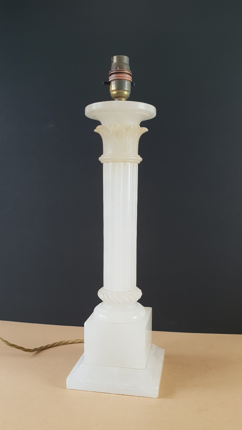 c1910 Italian Alabaster Corinthian Column Table Lamp, Rewired and PAT tested 