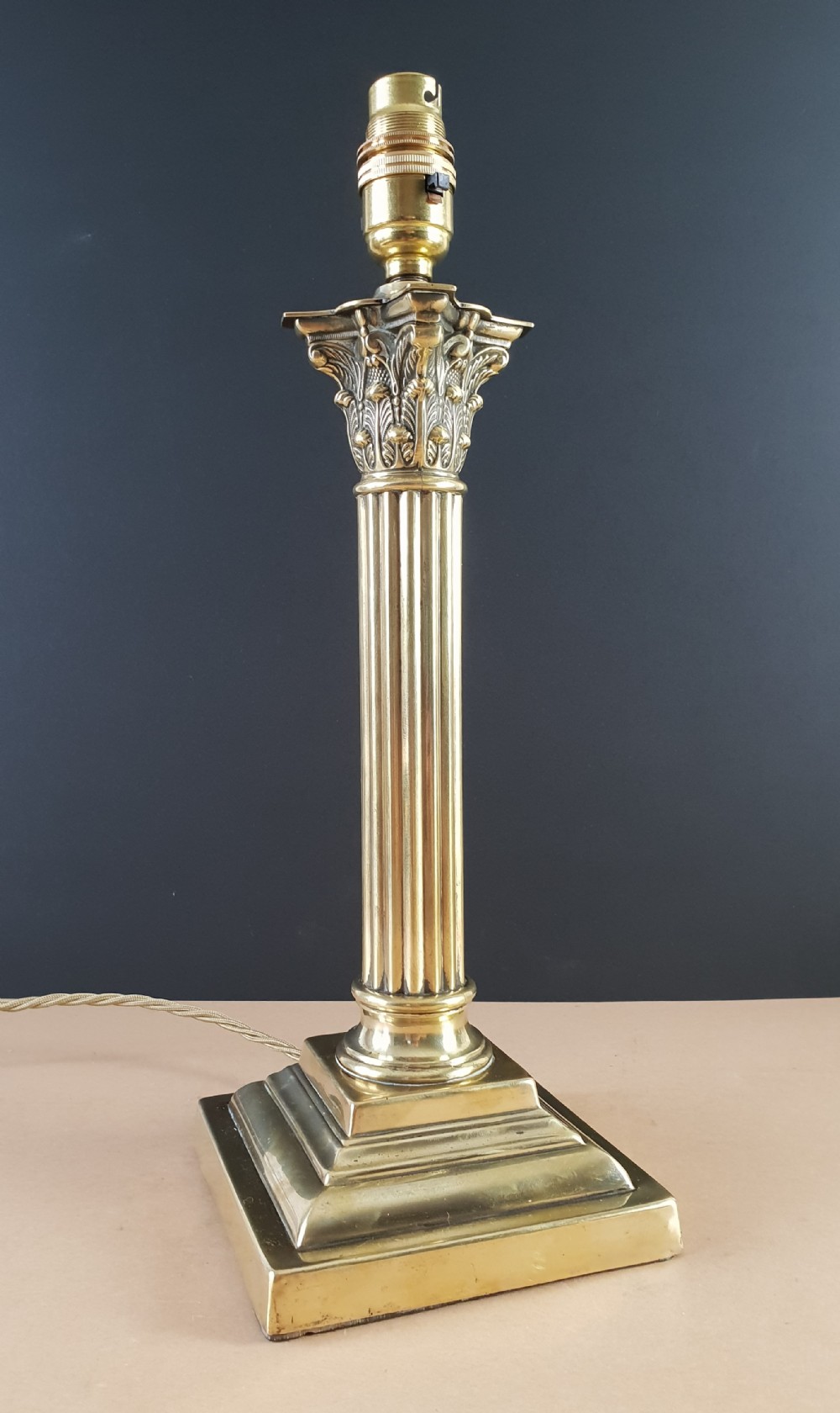 Brass Corinthian Column Table Lamp, Rewired and PAT tested 
