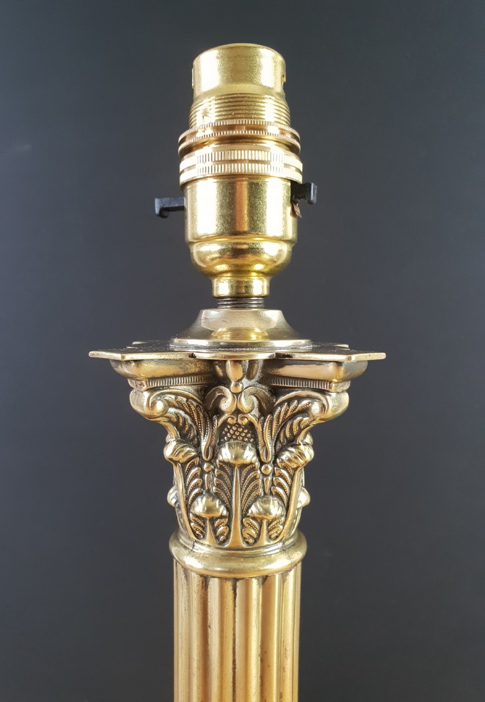 Brass Corinthian Column Table Lamp, Rewired and PAT tested  View III
