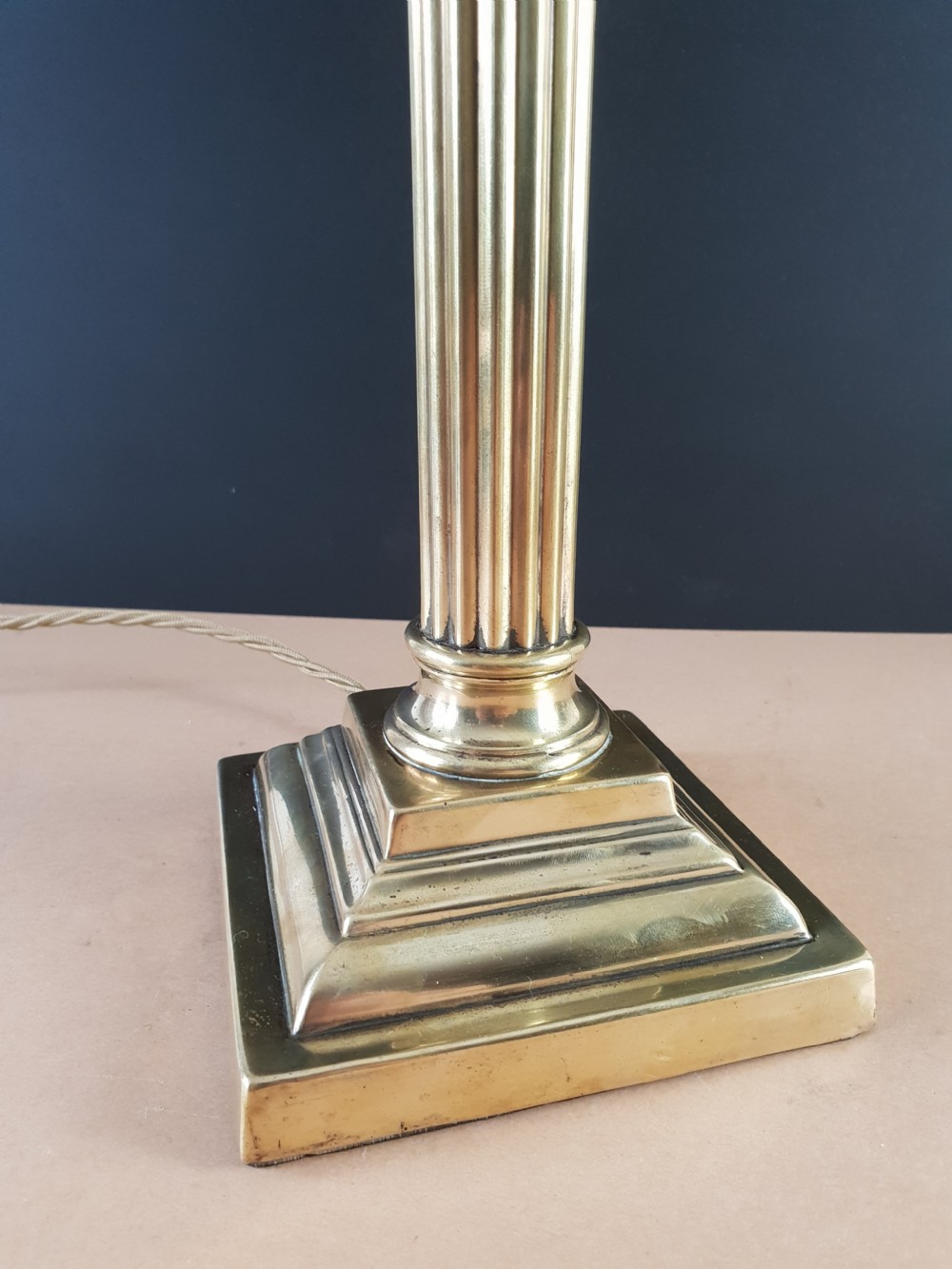 Brass Corinthian Column Table Lamp, Rewired and PAT tested  View IX
