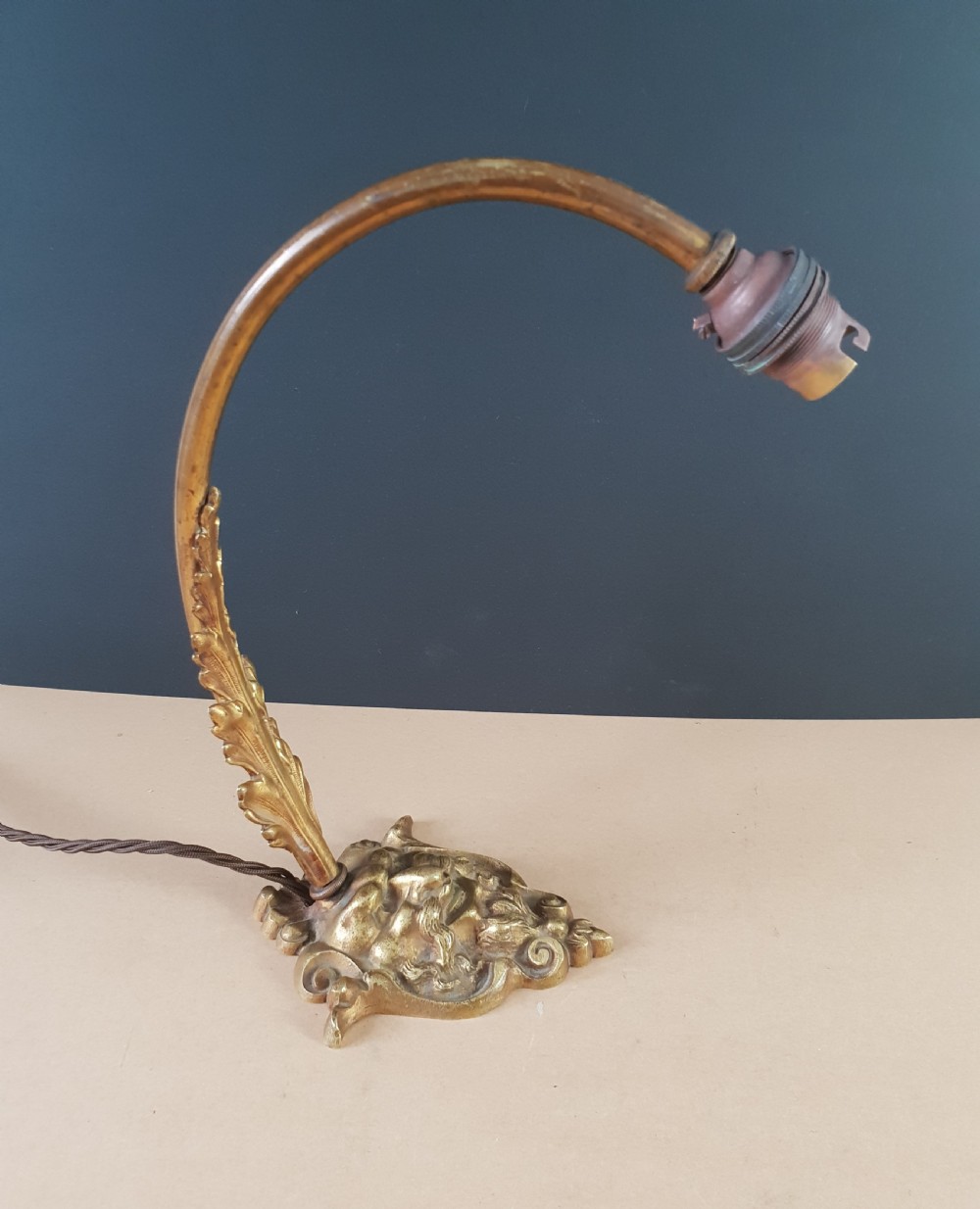 French Gilt Brass Ladies Table Lamp with Mythical Face Base, Rewired and PAT tested  View VIII