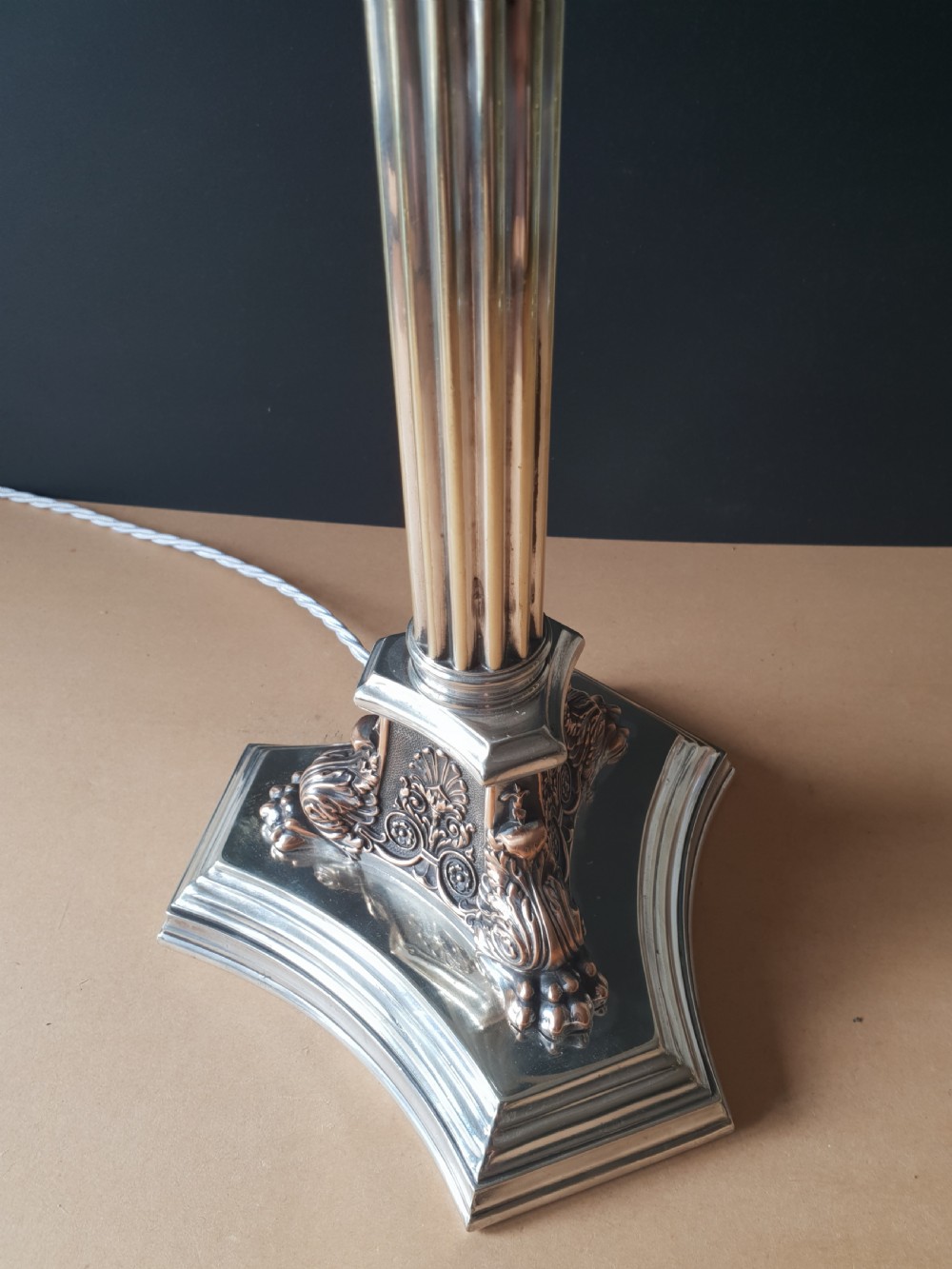 Walker & Hall Silver Plated Table Lamp, c1890 View V