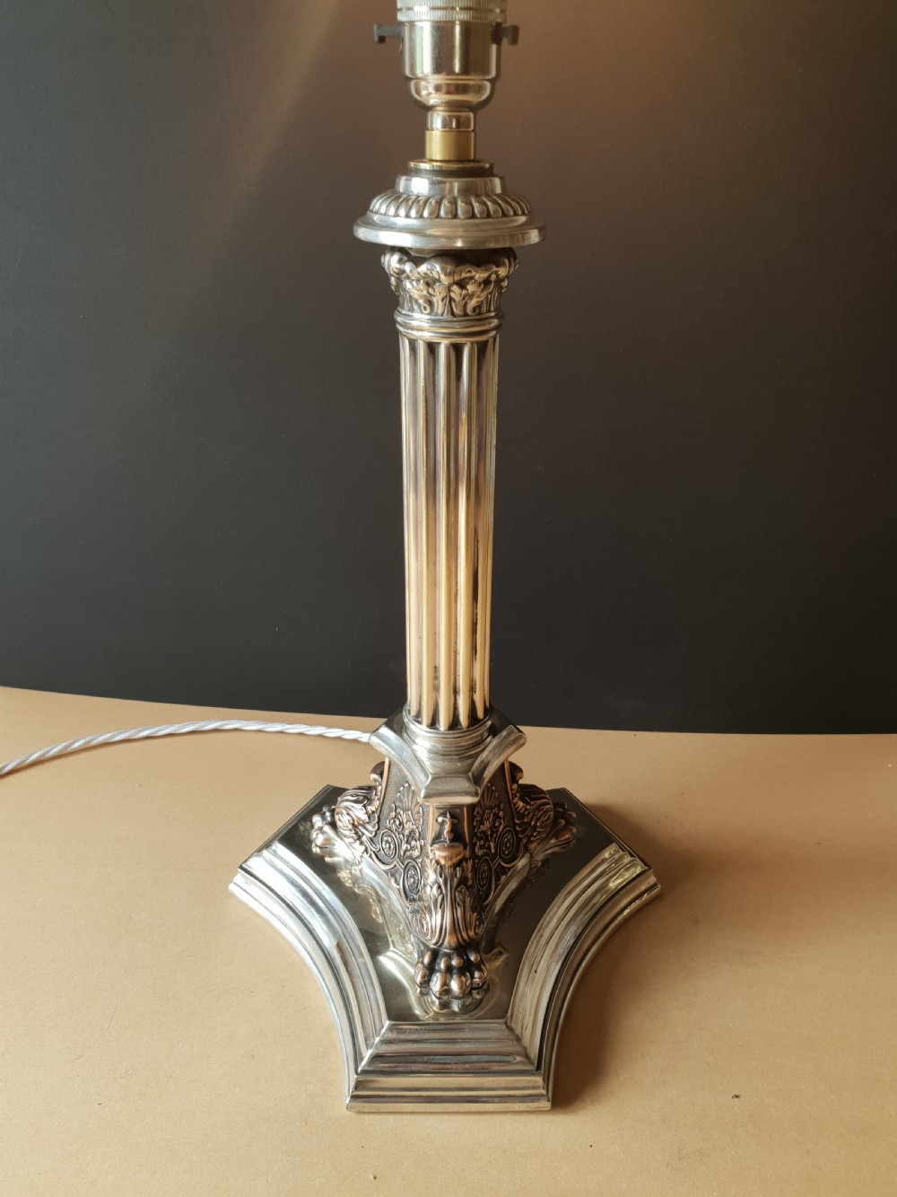 Walker & Hall Silver Plated Table Lamp, c1890 View IX