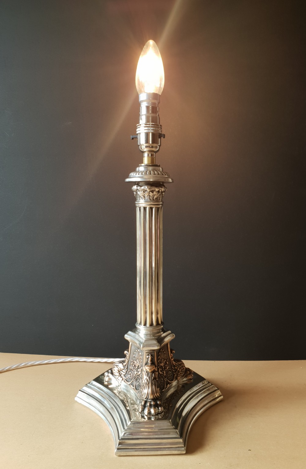 Walker & Hall Silver Plated Table Lamp, c1890 View X