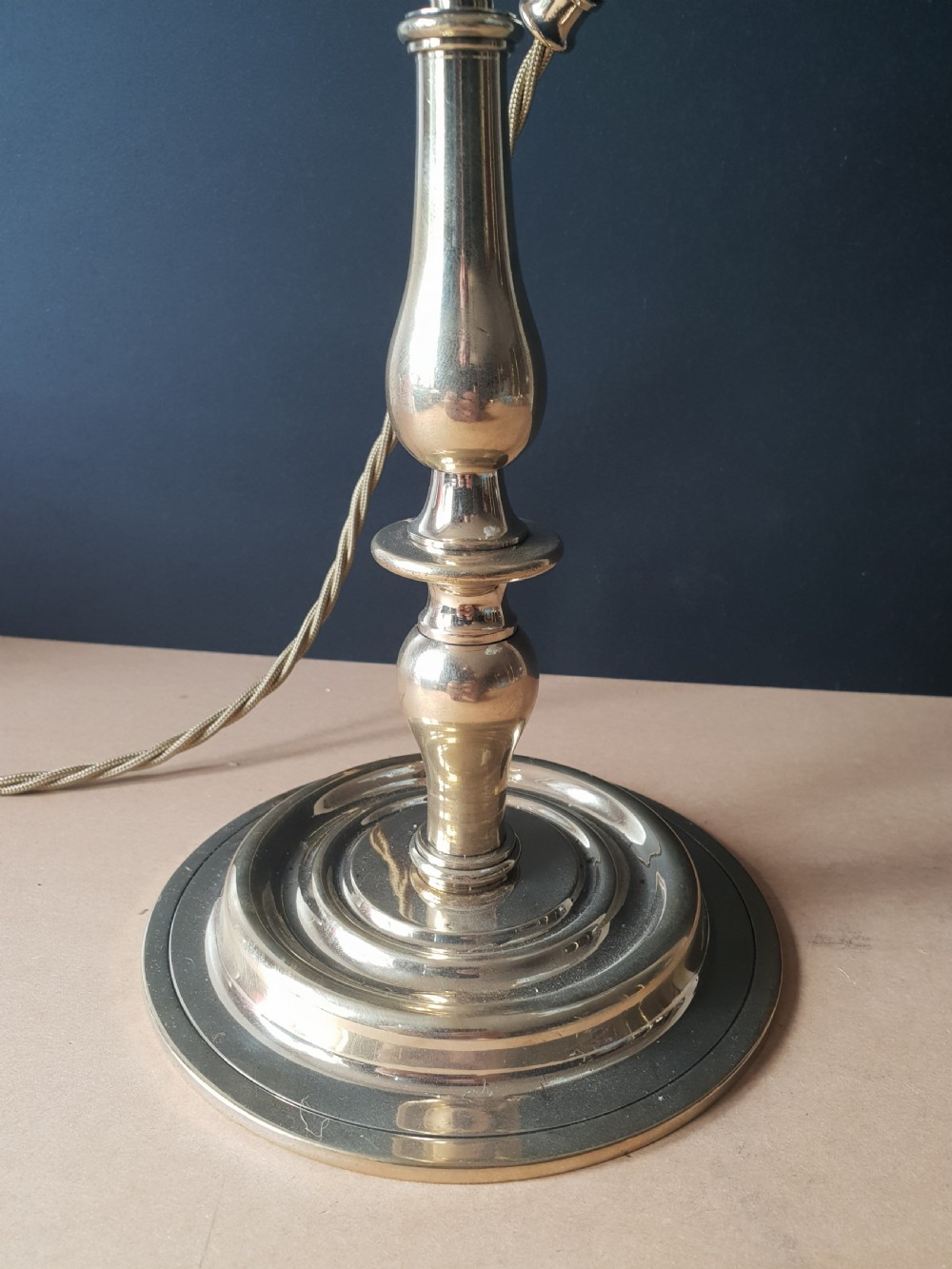 Adjustable Rise & Fall Paris Brass Desk Table Lamp with Vaseline Shade View X