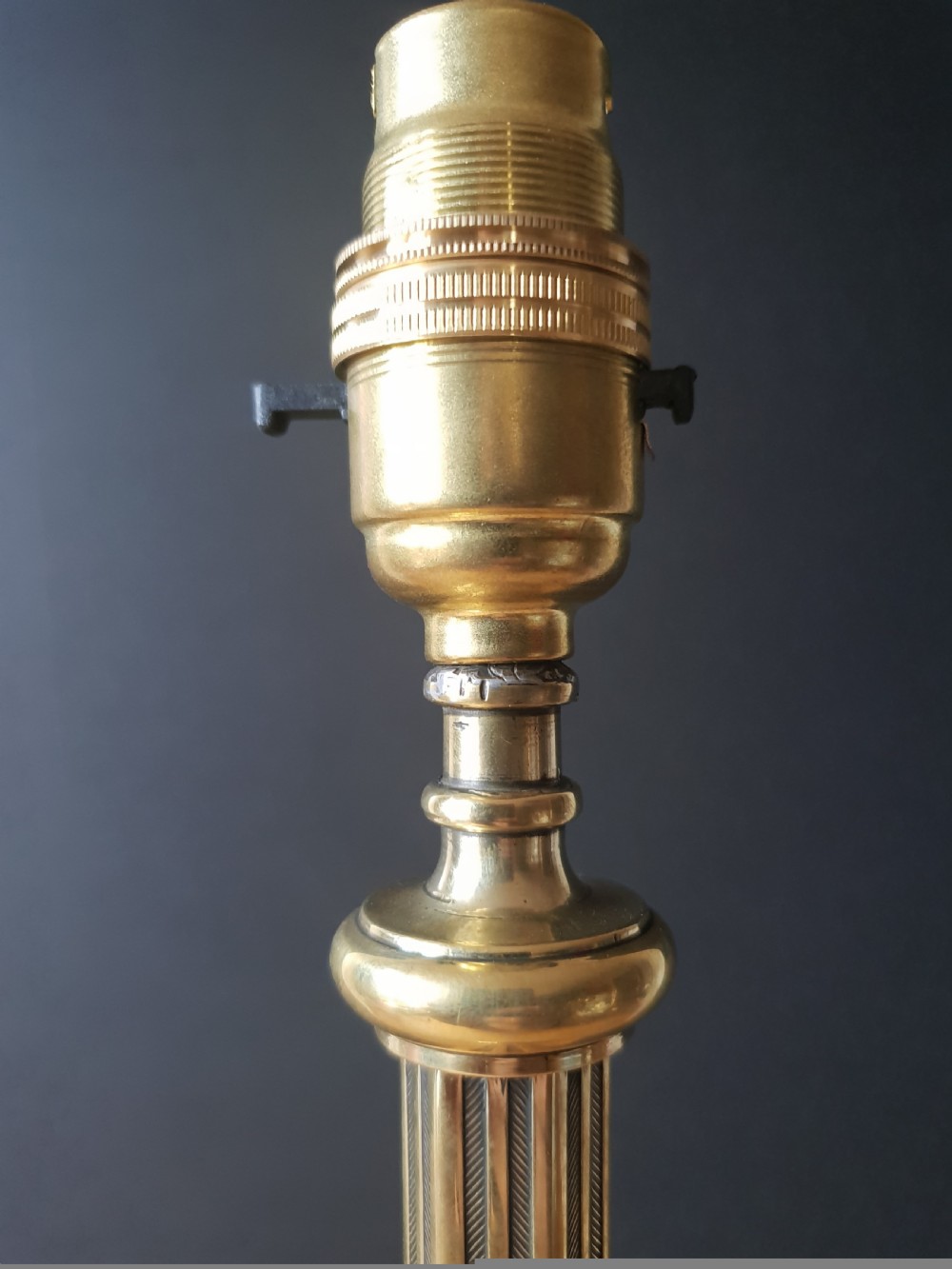 Tall Edwardian Brass Table Lamp Base, Rewired and PAT tested  View IV