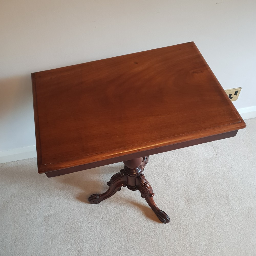 Victorian Mahogany Rectangular Tilt Top Table. View VIII